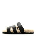 CALFSKIN WOOLSKIN WOMENS CHYPRE SANDALS BLACK ECRU