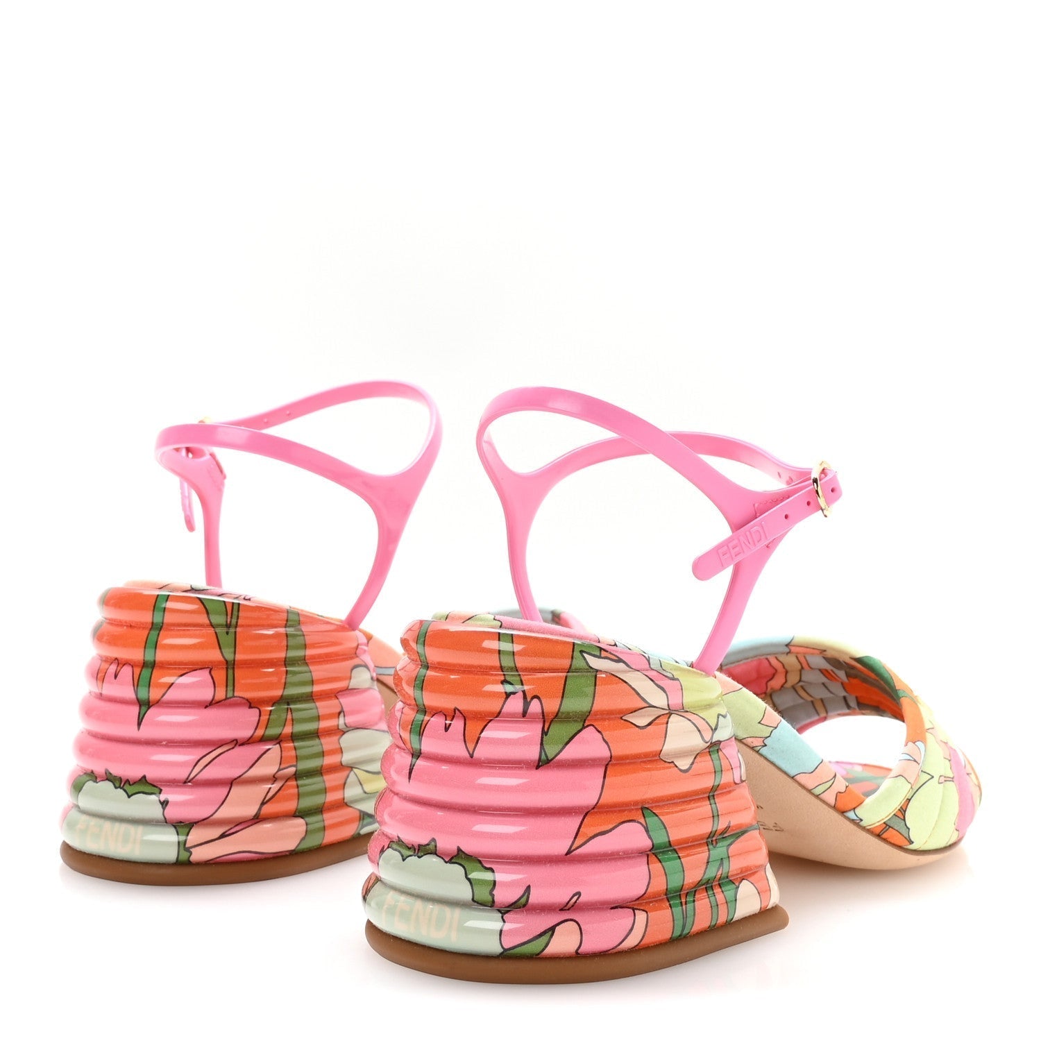 FABRIC CALFSKIN PROMENADE SLINGBACK SANDALS ARANCIO MULTICOLOR LIPSTICK