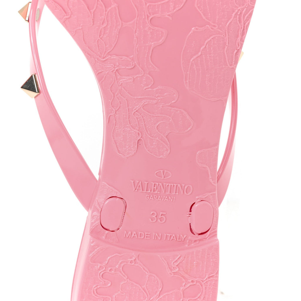 PVC JELLY GLITTER ROCKSTUD BOW THONG SANDALS BUBBLE GUM