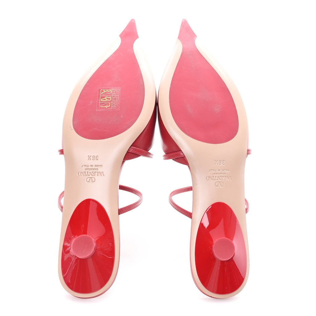 CALFSKIN ROCKSTUD WISPY MULES RED