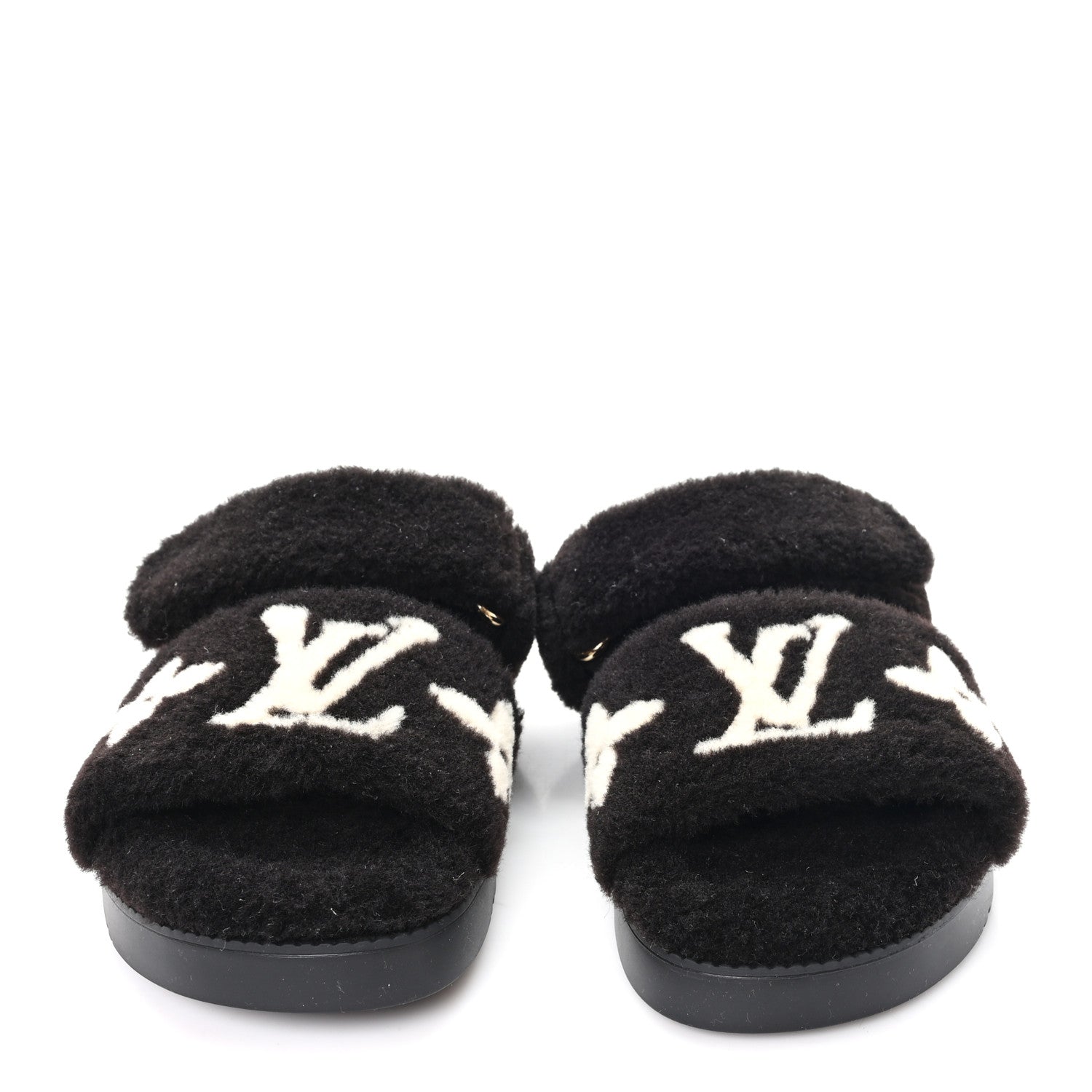 SHEARLING MONOGRAM GIANT LV SUNSET FLAT COMFORT MULE BROWN