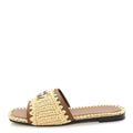 RAFFIA INTERLOCKING G FLAT SLIDE SANDALS BRIGHT NATURAL SUNDIAL