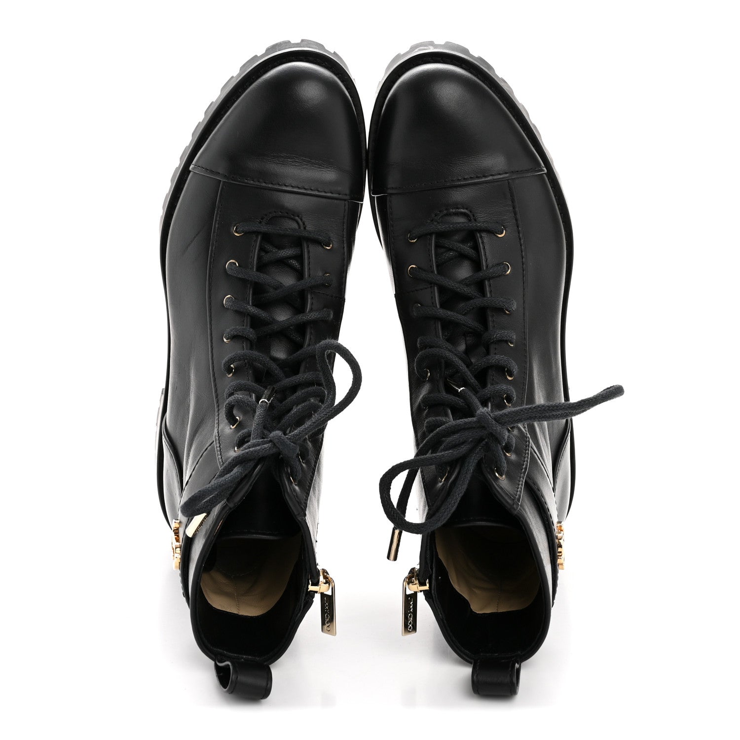 SHINY CALFSKIN CAYO COMBAT BOOTS BLACK
