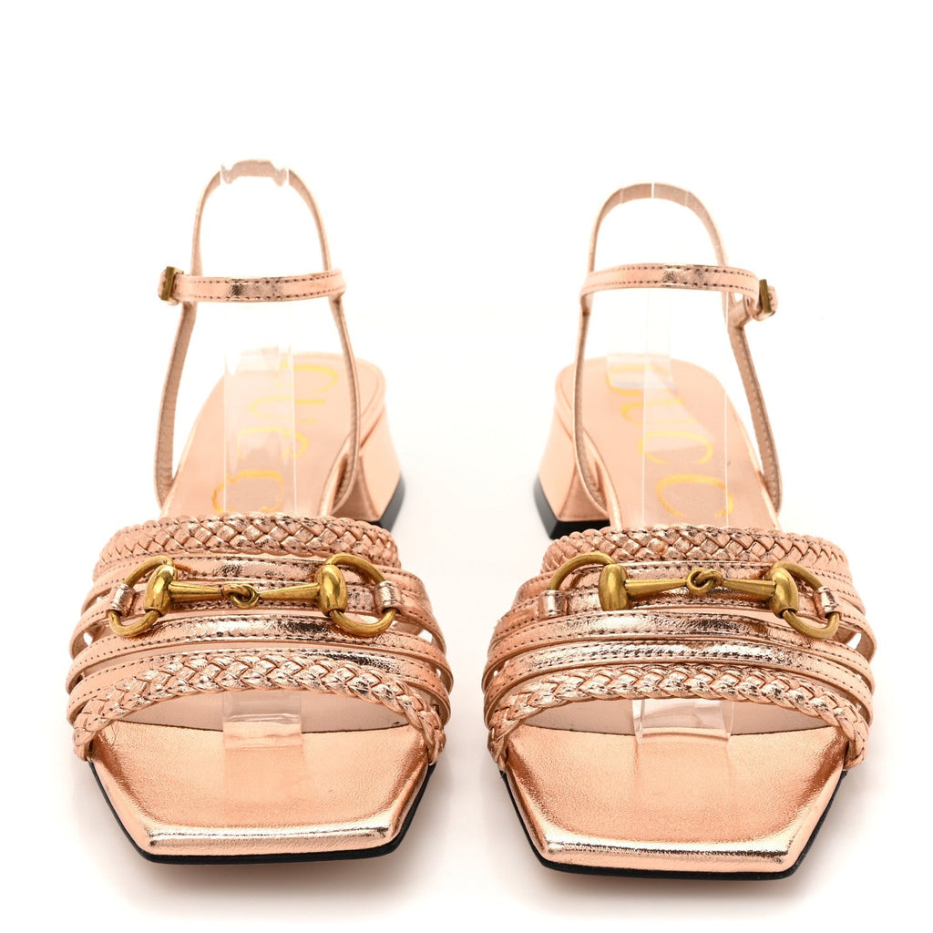 METALLIC NAPPA BRAIDED KETTY HORSEBIT SANDALS SALMONE