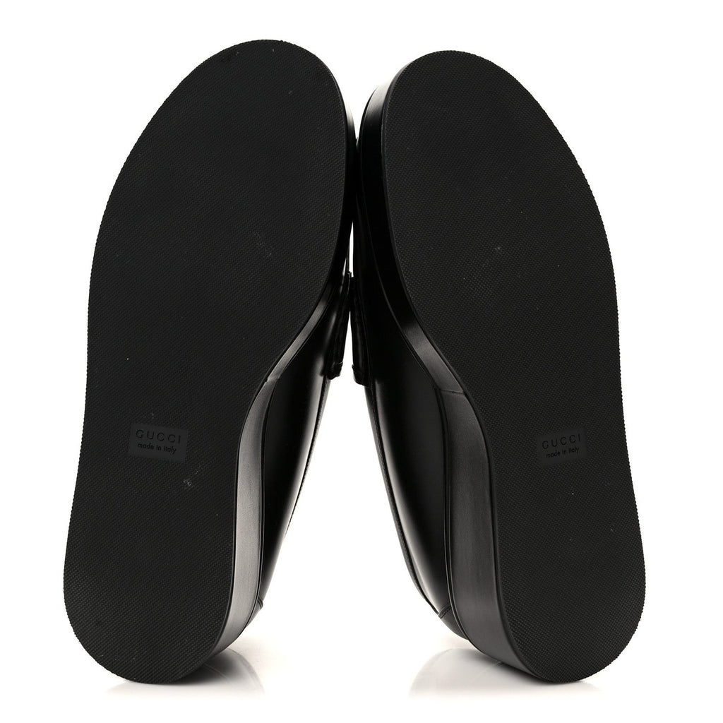 KAMA CALFSKIN HORSEBIT WOMENS WEDGE PLATFORM LOAFERS BLACK