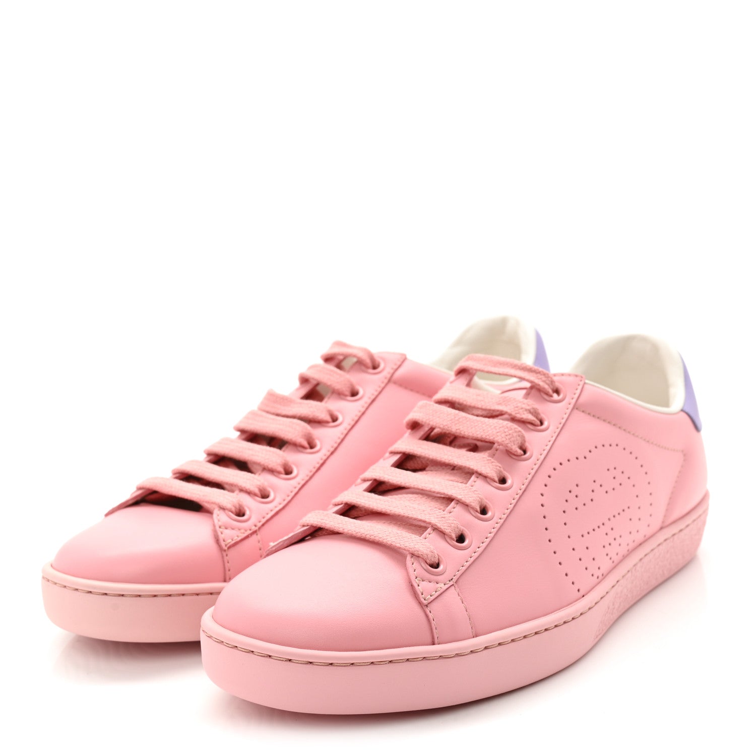 MIRO SOFT CALFSKIN INTERLOCKING G PERFORATED WOMENS ACE SNEAKERS WILD ROSE LAPIS