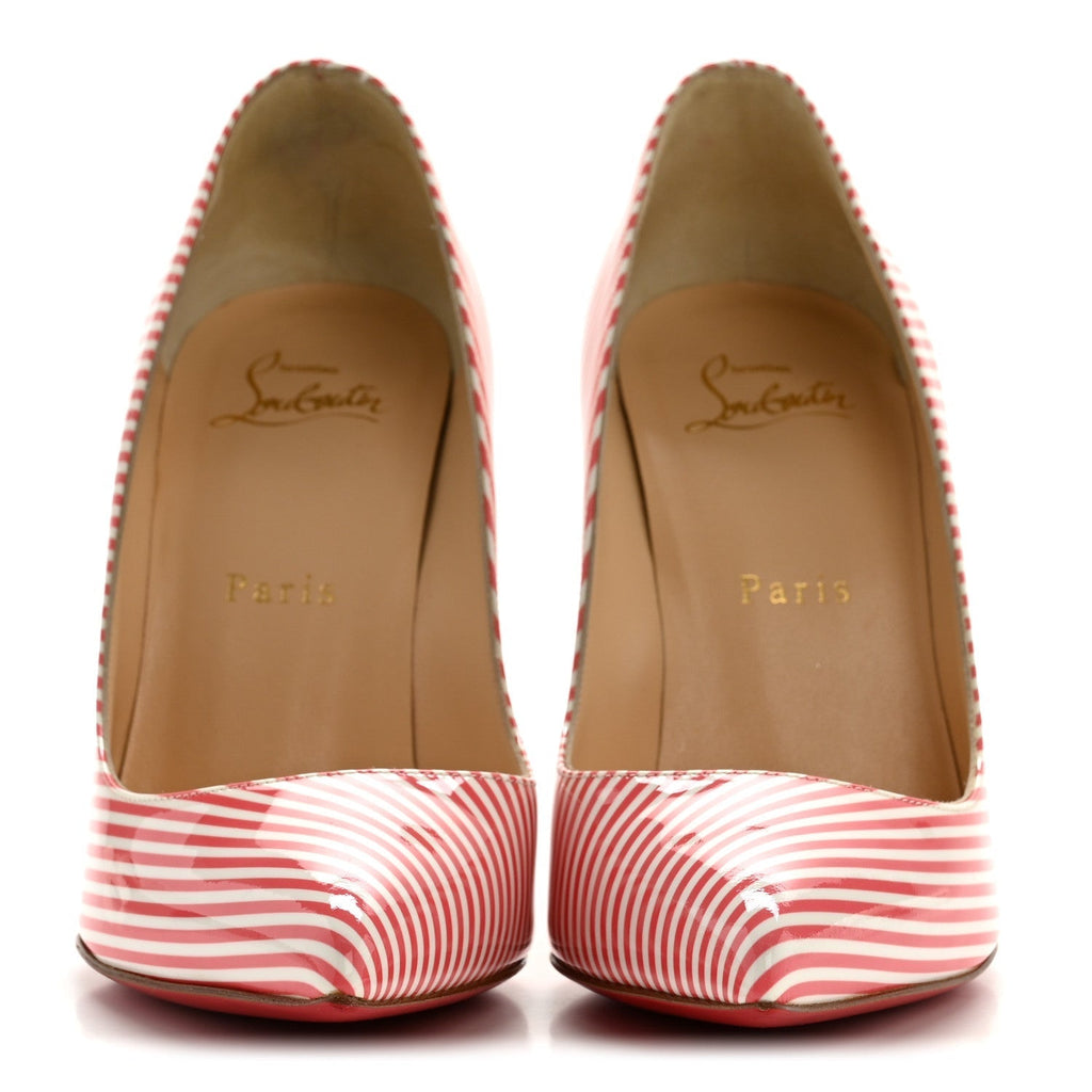 PATENT PIGALLE FOLLIES STRIPES 100 PUMPS SMOOTHIE WHITE