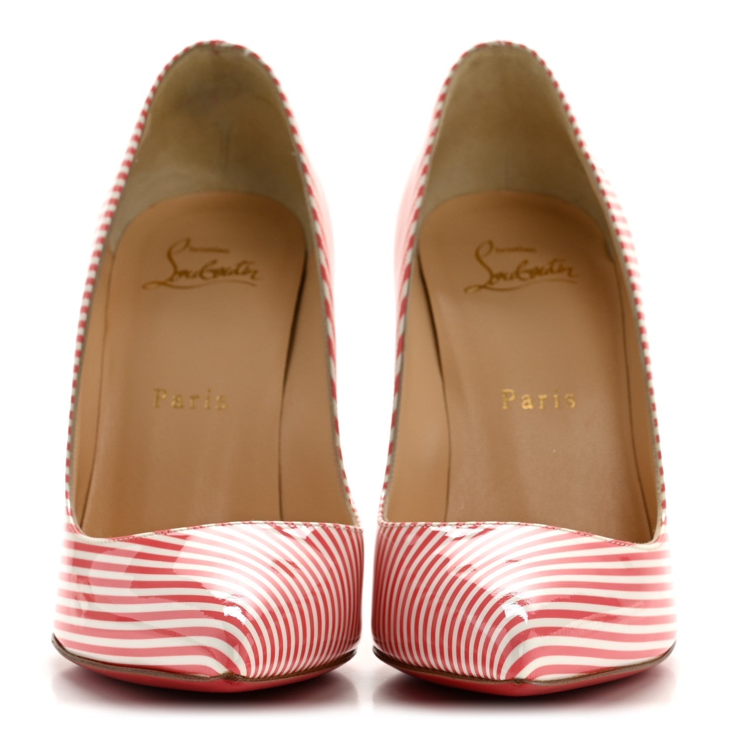 PATENT PIGALLE FOLLIES STRIPES 100 PUMPS SMOOTHIE WHITE