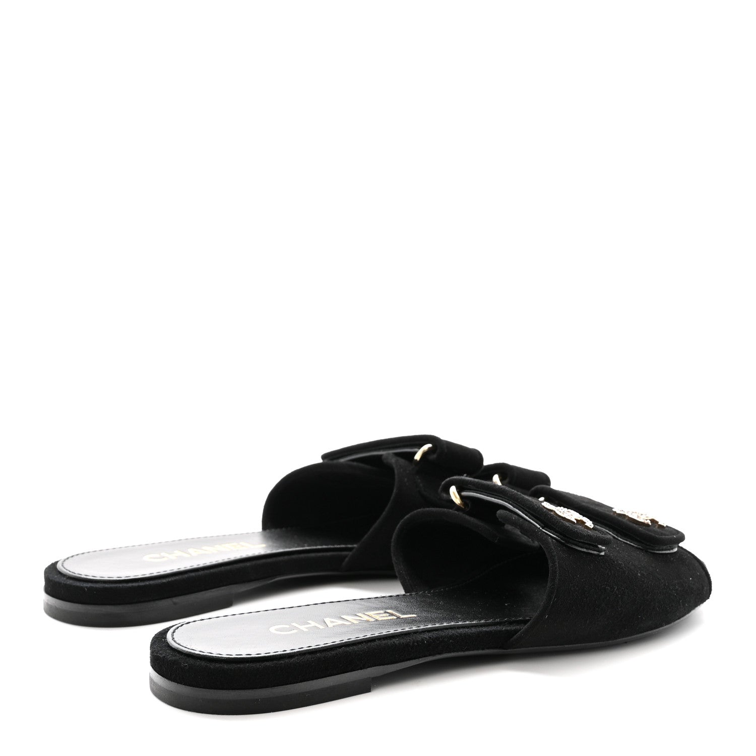 SUEDE KIDSKIN VELCRO MULES BLACK