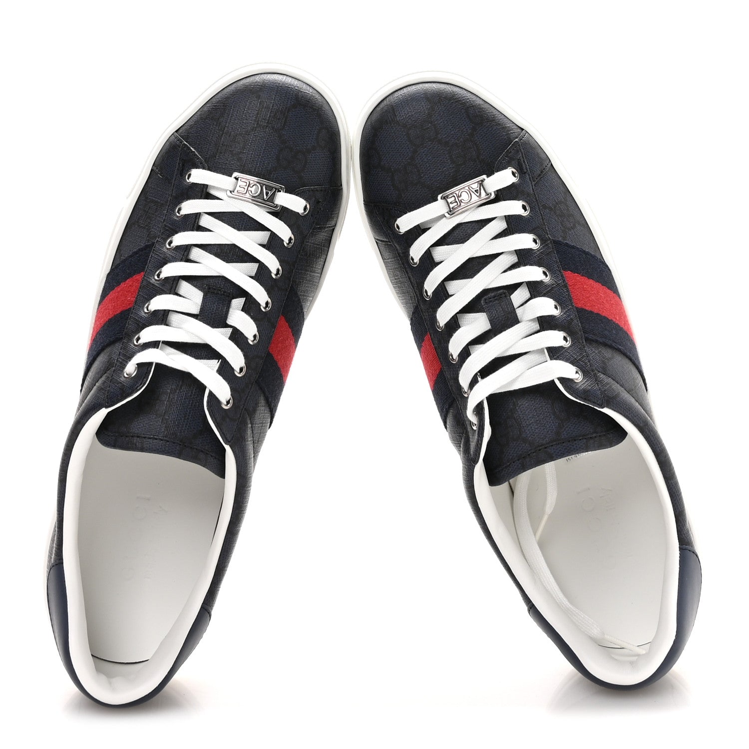GG SUPREME MONOGRAM WEB MENS NEW ACE SNEAKERS DARK BLUE