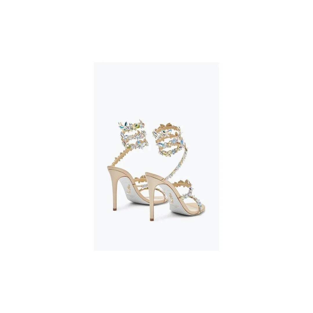 René Caovilla Eden Nude Sandal 80 - Multicolor/Butterfly