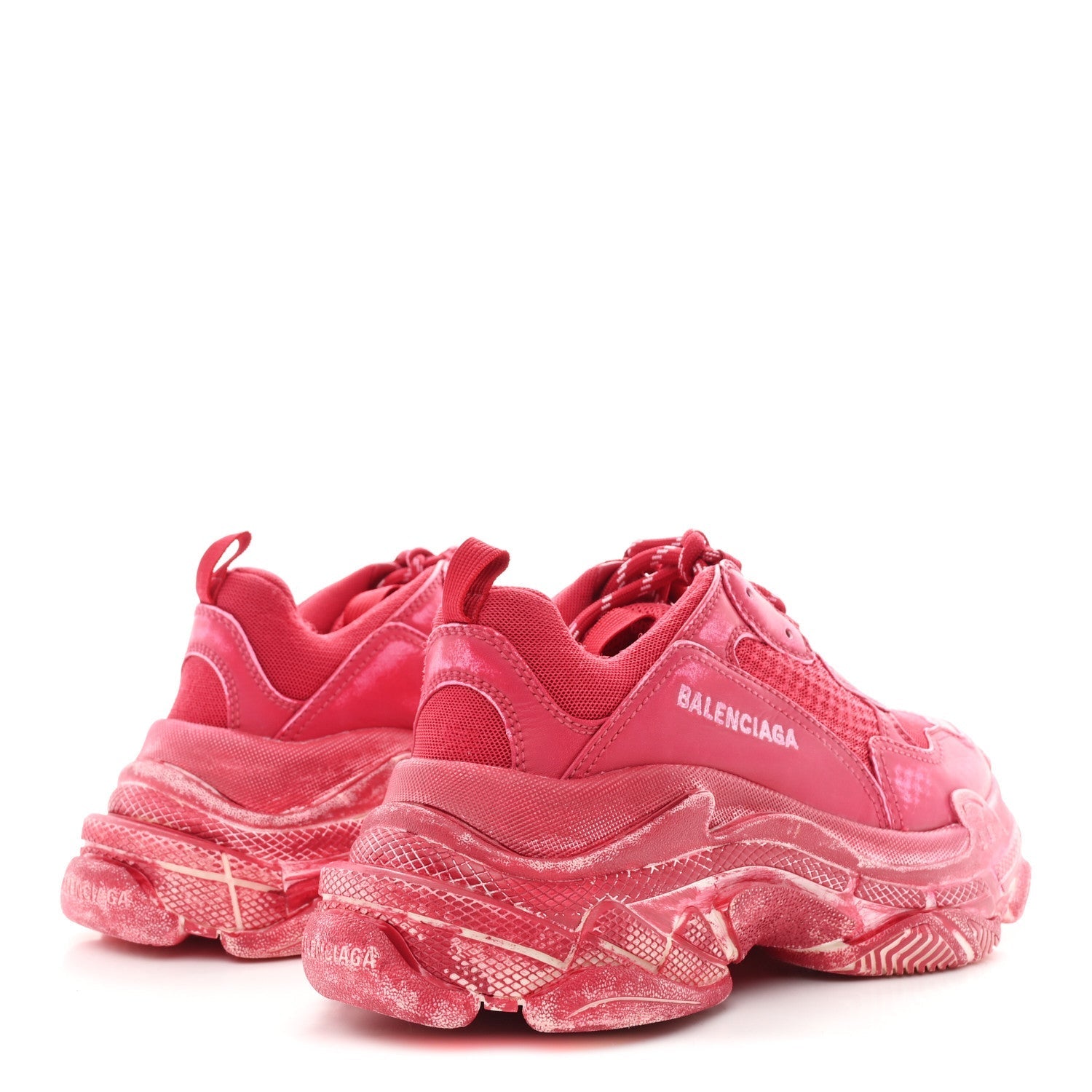 FABRIC MESH FADED WASHED WOMENS TRIPLE S SNEAKERS RED
