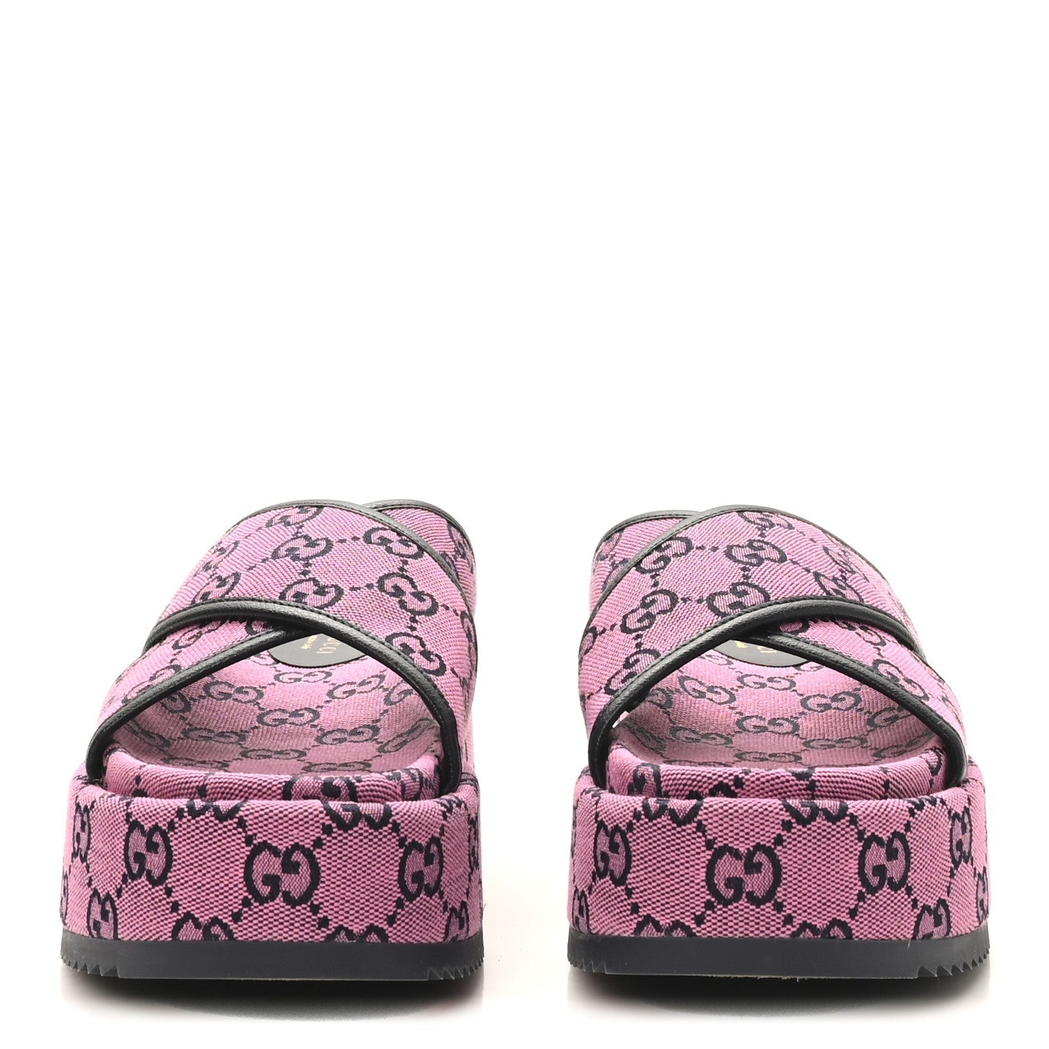 MONOGRAM MULTICOLOR CRISS CROSS PLATFORM SLIDE SANDALS PINK BLUE