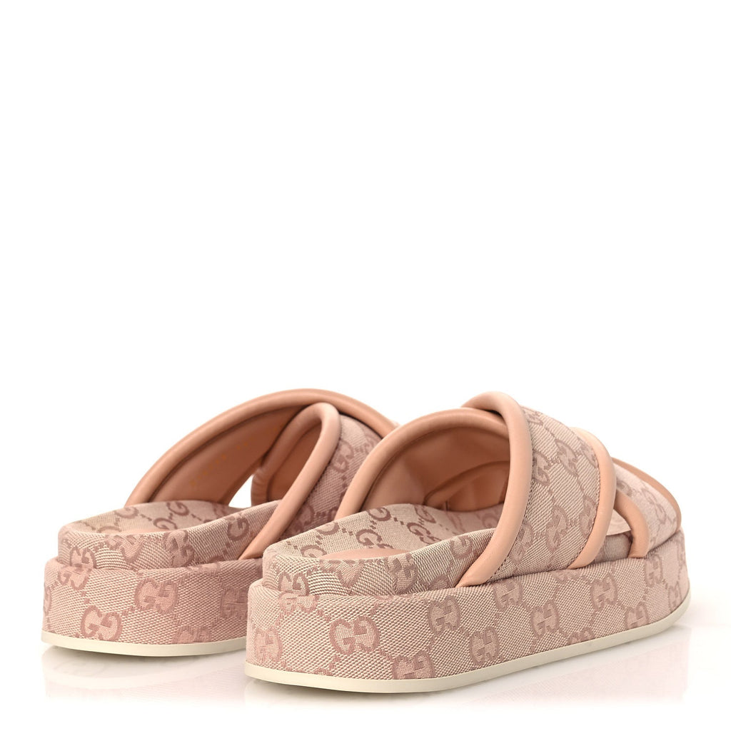 MONOGRAM GG CALFSKIN ANGELINA PLATFORM 55MM SLIDE SANDALS LIGHT PINK