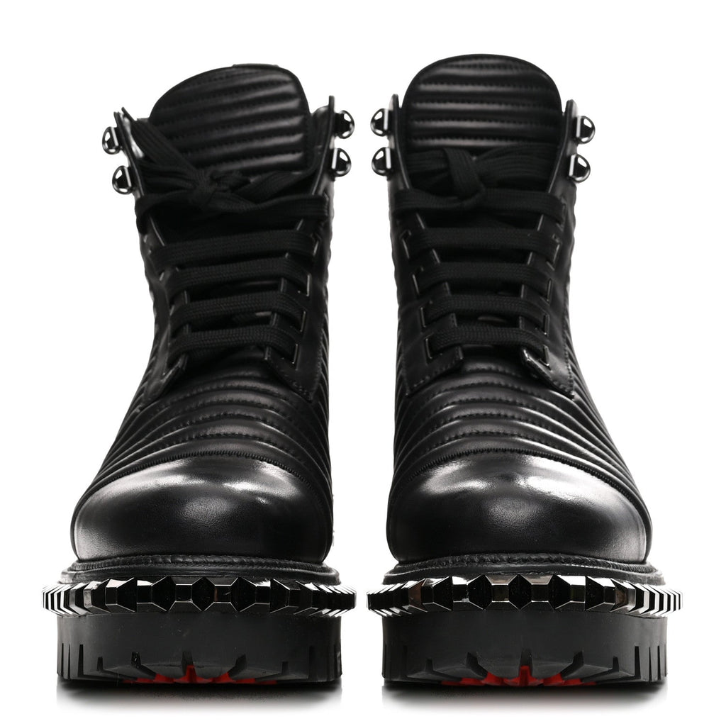 CALFSKIN QUILTED YETOTA COMBAT BOOTS BLACK
