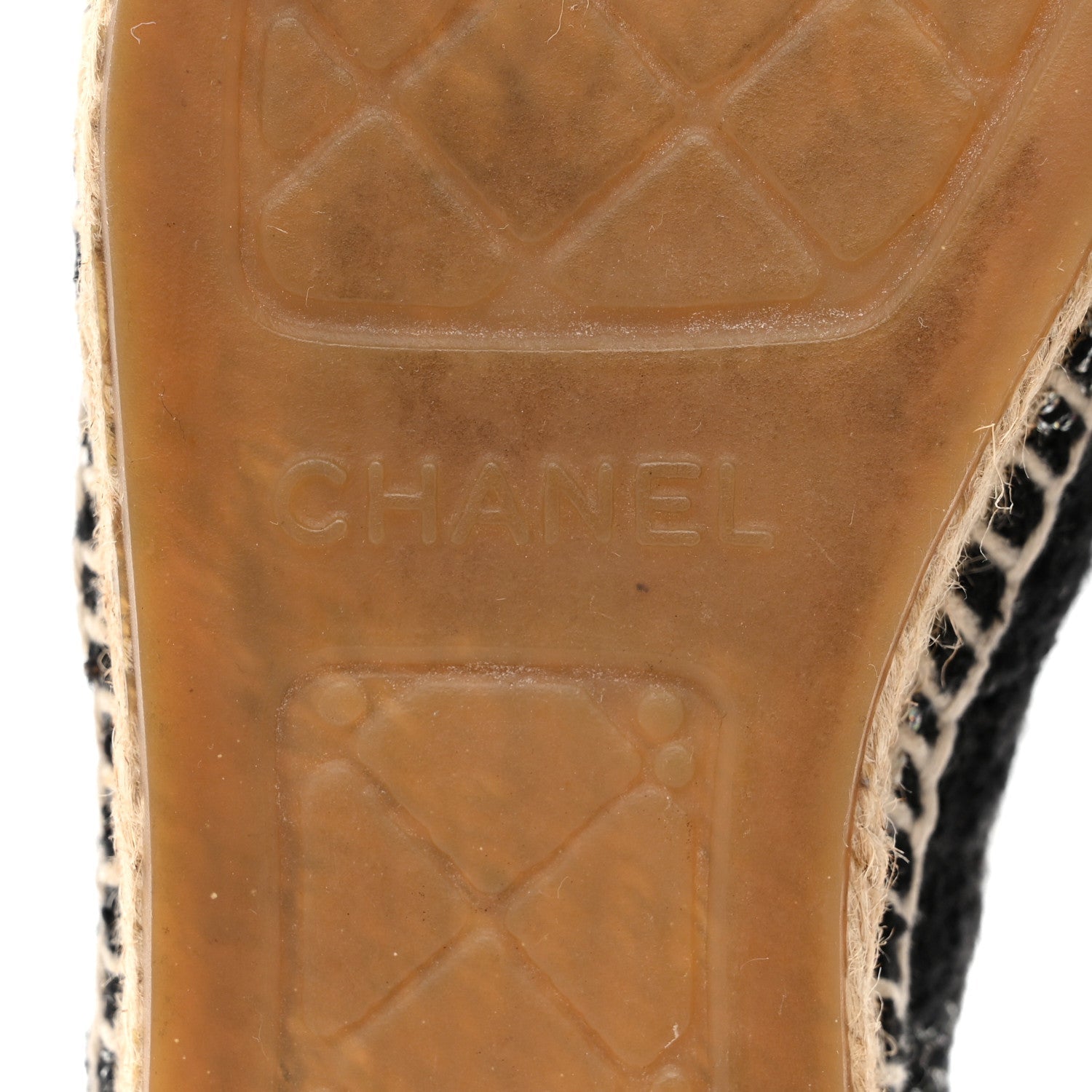 METALLIC TWEED LAMBSKIN CC ESPADRILLES BLACK SILVER