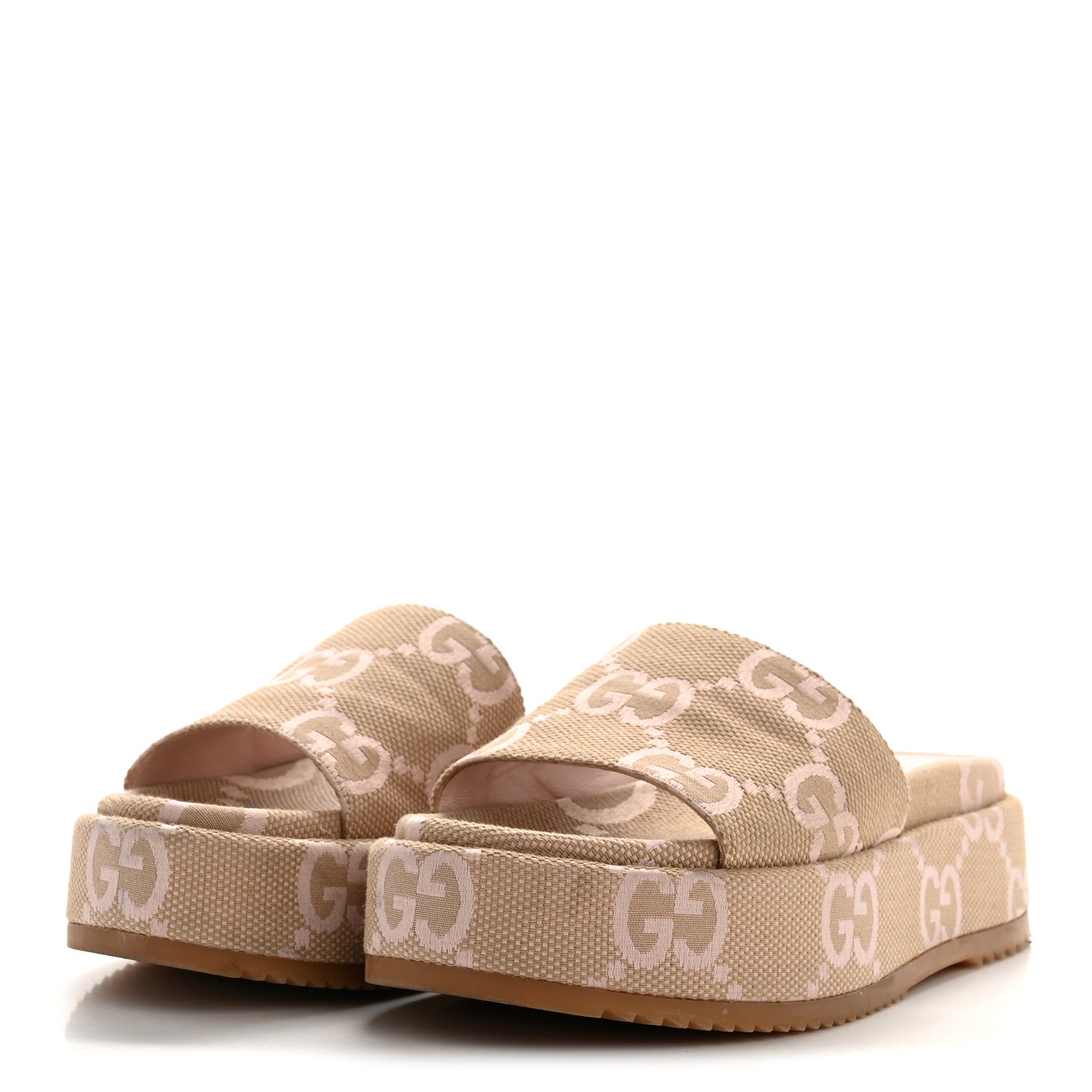 MONOGRAM JUMBO GG ANGELINA PLATFORM 55MM SLIDE SANDALS BEIGE PERFECT PINK