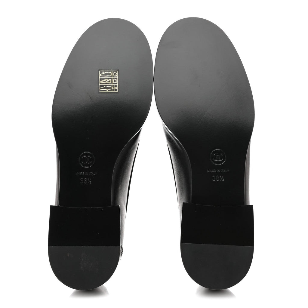 SHINY CALFSKIN METAL CC MOCASSIN LOAFERS BLACK