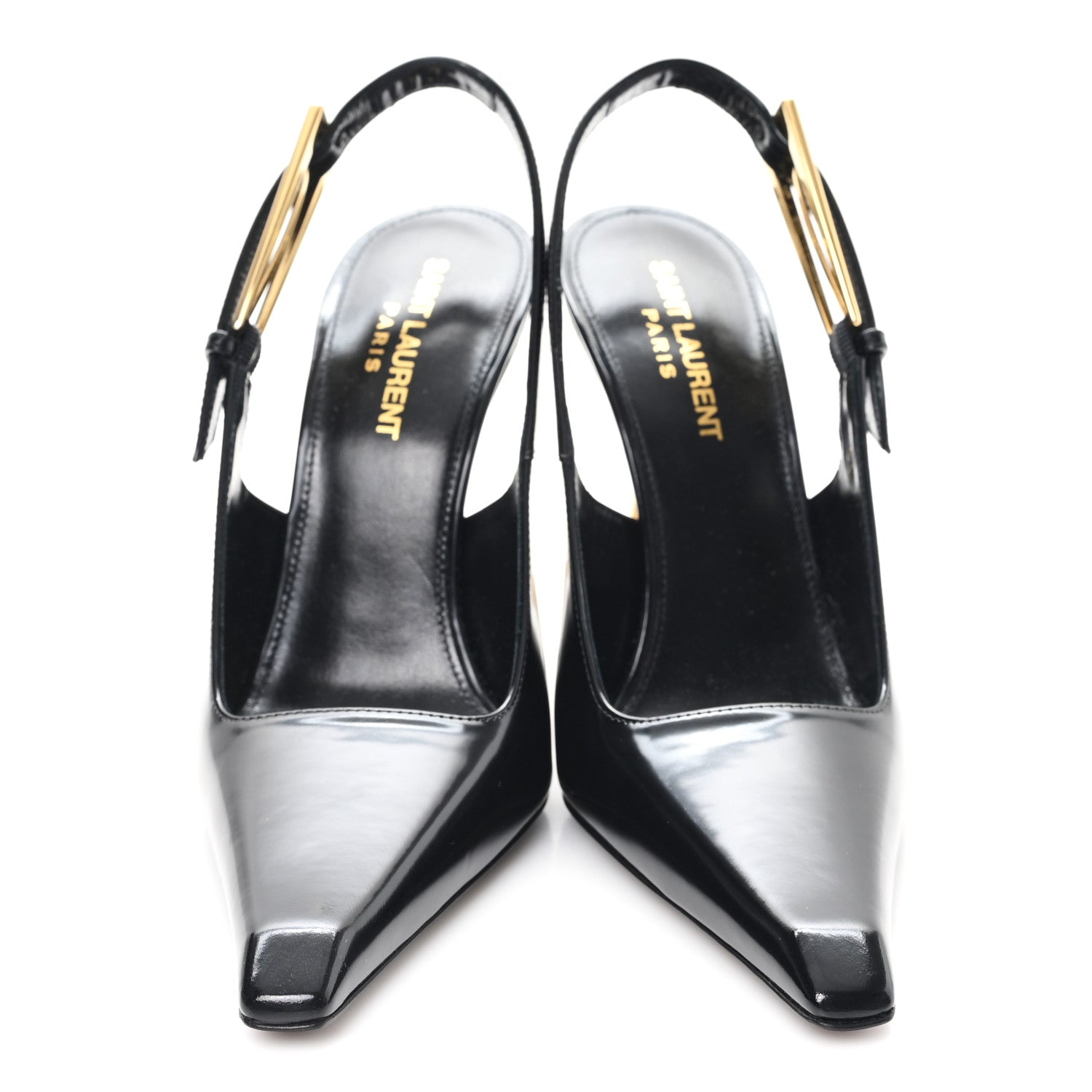 GLAZED CALFSKIN LEE 110 SLINGBACK PUMPS BLACK