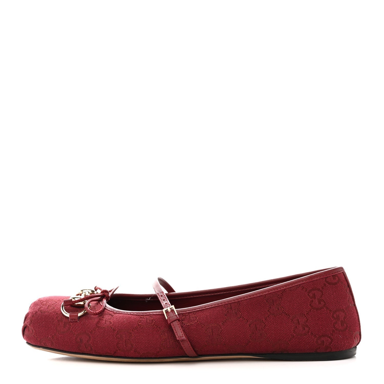 GG MONOGRAM HORSEBIT BALLET FLATS ROSSO ANCORA
