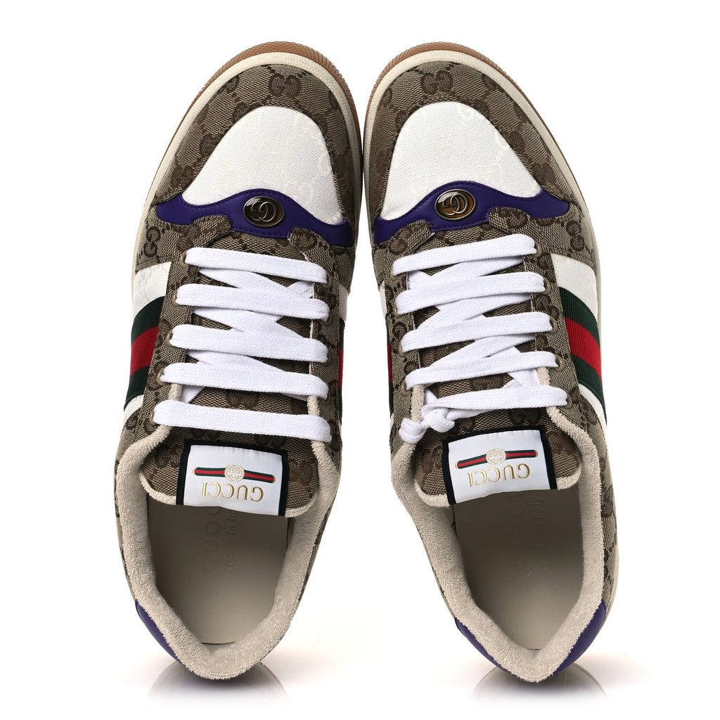 CALFSKIN LAME GG MONOGRAM WEB MENS SCREENER SNEAKERS