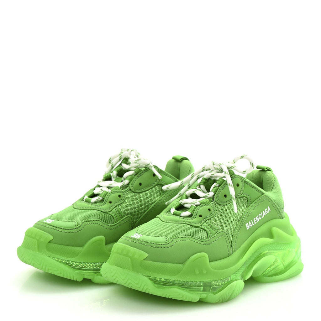 FABRIC MESH CLEAR SOLE WOMENS TRIPLE S SNEAKERS FLUO GREEN