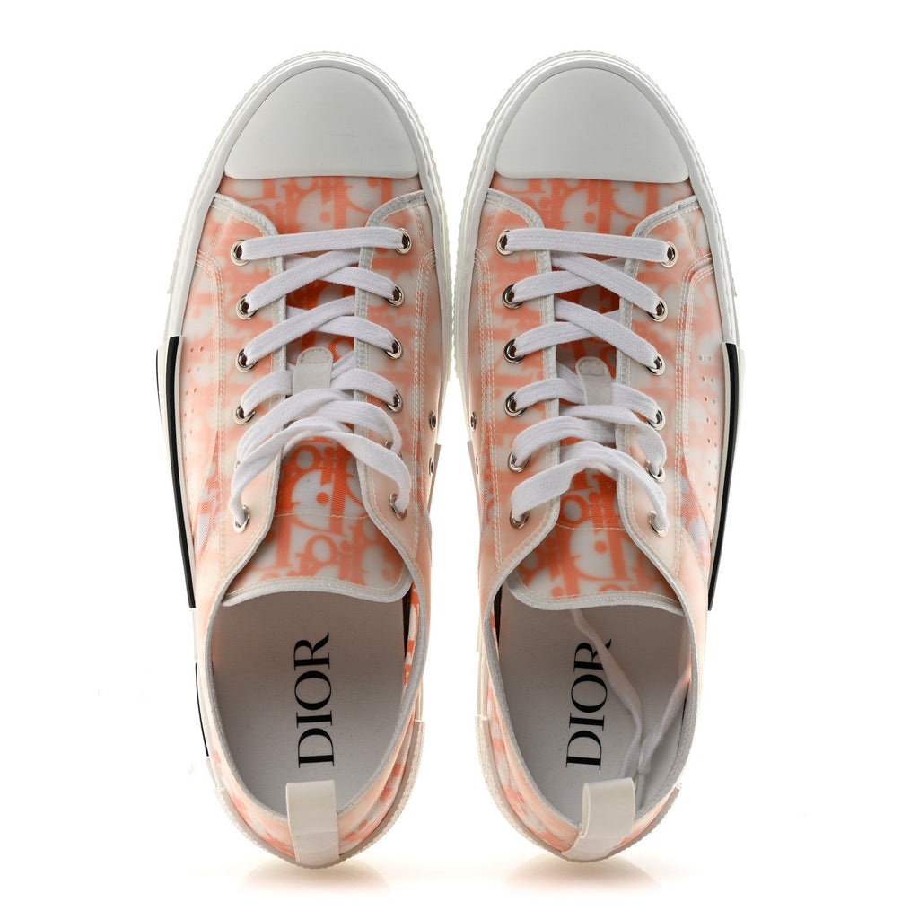 TECHNICAL CANVAS OBLIQUE MENS B23 LOW TOP SNEAKERS WHITE ORANGE