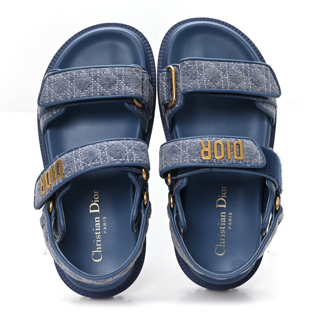 DENIM CANNAGE EMBROIDERED DIORACT SANDALS BLUE