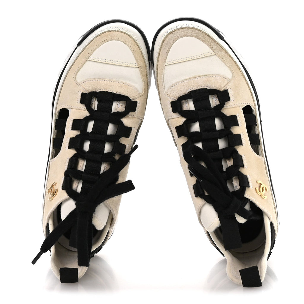 FABRIC CALFSKIN SUEDE CC SNEAKERS IVORY BLACK