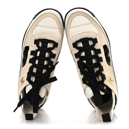 FABRIC CALFSKIN SUEDE CC SNEAKERS IVORY BLACK