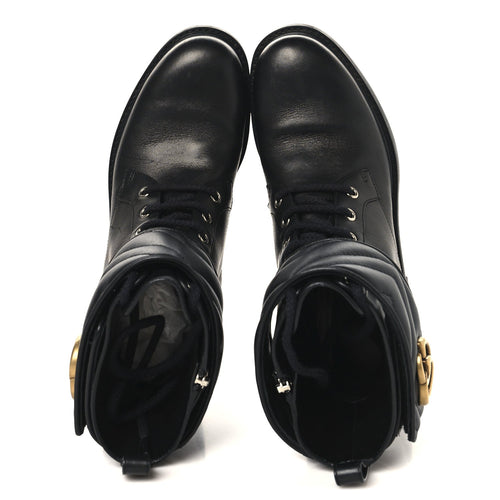 FLORES CALFSKIN NAPPA MATELASSE GG 40MM ANKLE BOOTS BLACK