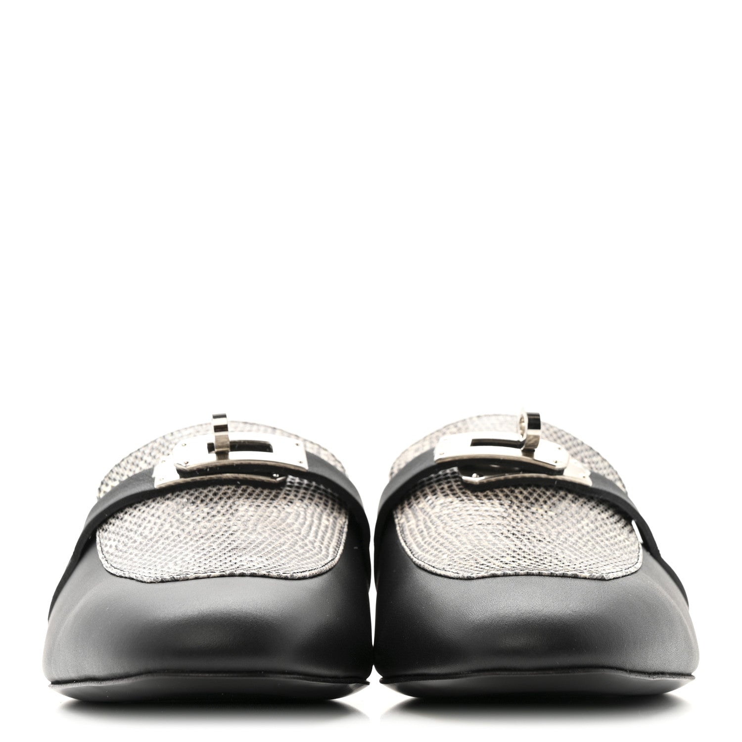 LIZARD CALFSKIN OZ MULES OMBRE BLACK