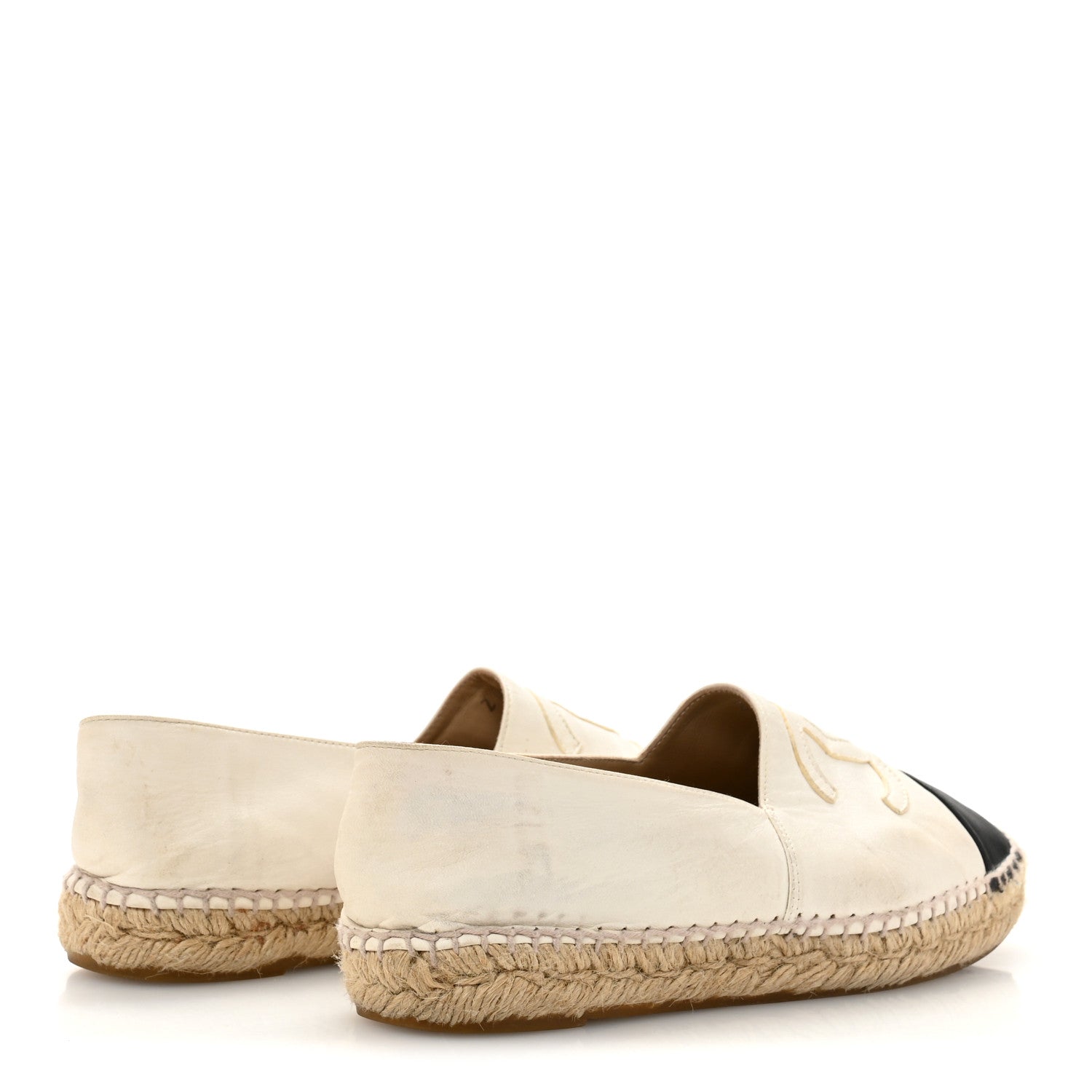 LAMBSKIN CC ESPADRILLES WHITE BLACK