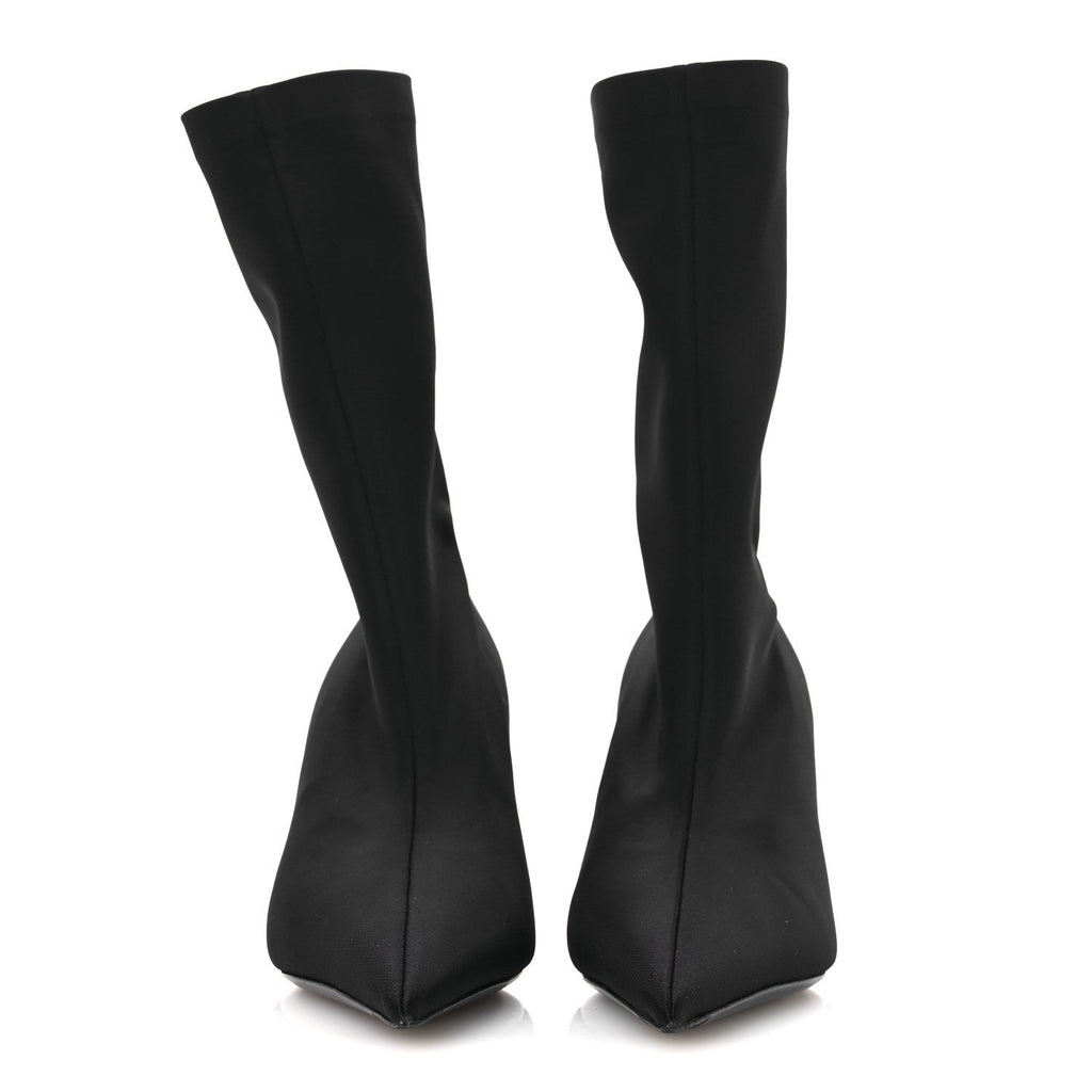 JERSEY CREPE EXTREME POINTED TOE KNIFE BOOTIES BLACK