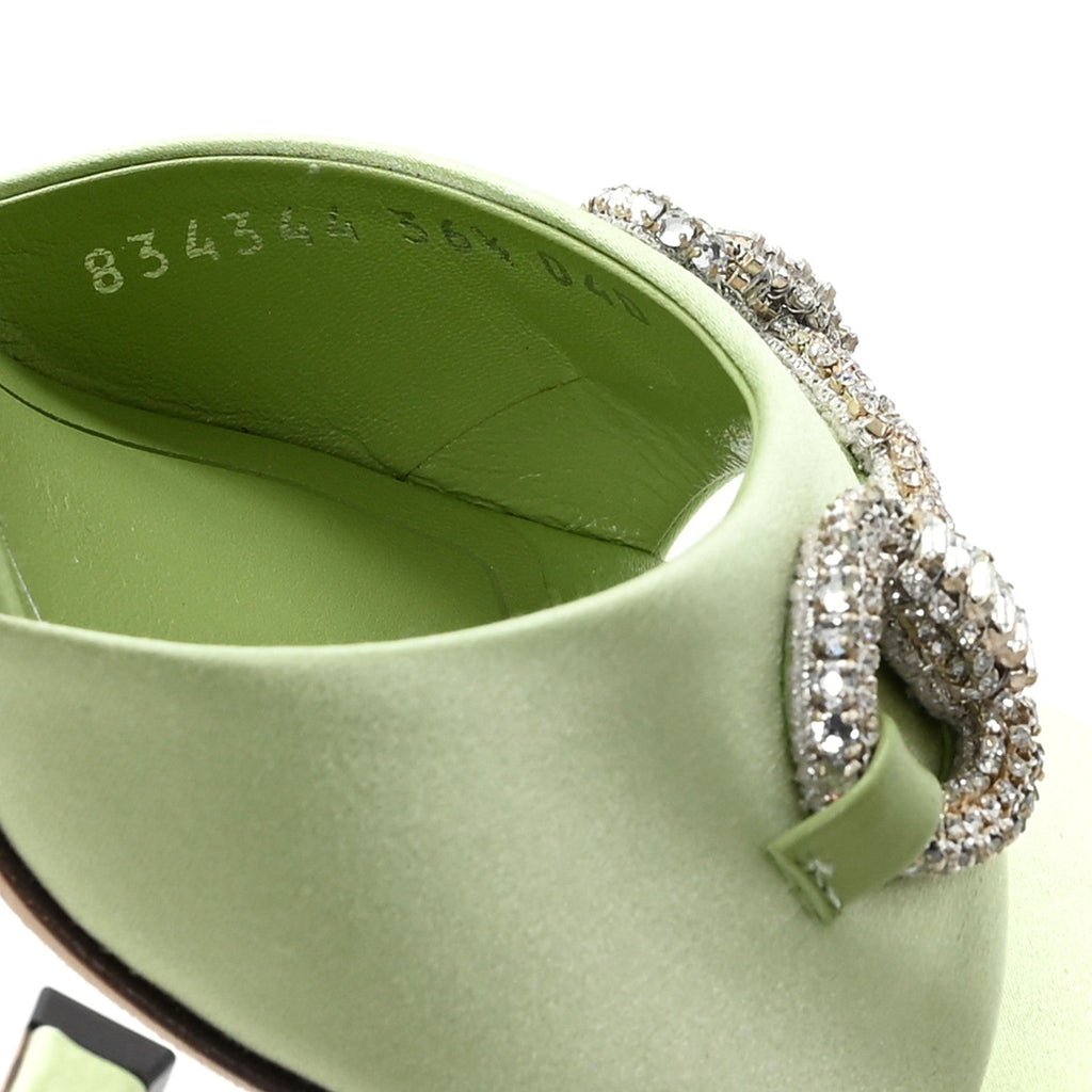SATIN CRYSTAL HORSEBIT SANDAL PUMPS