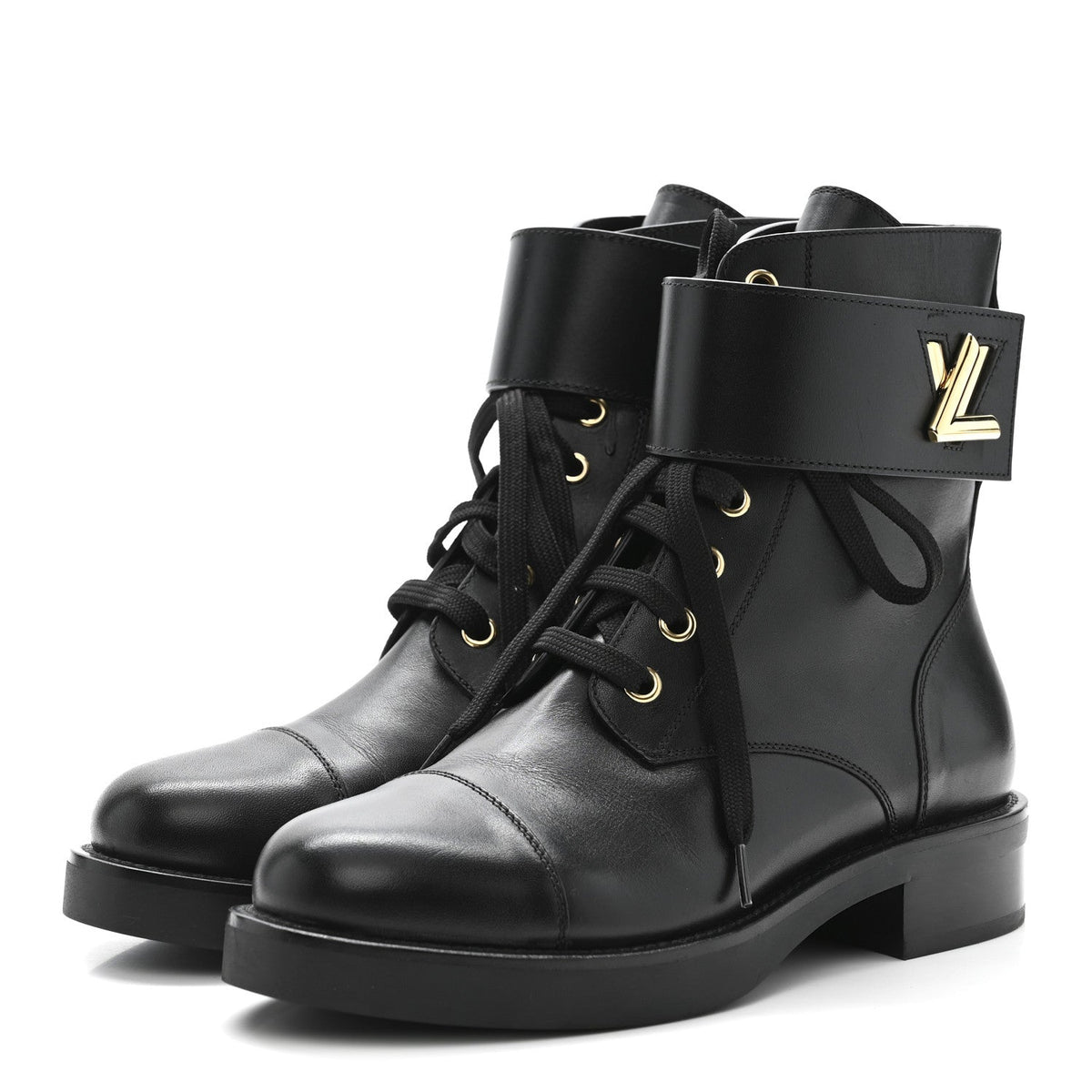 LOUIS VUITTON CALFSKIN WONDERLAND FLAT RANGER BOOTS BLACK