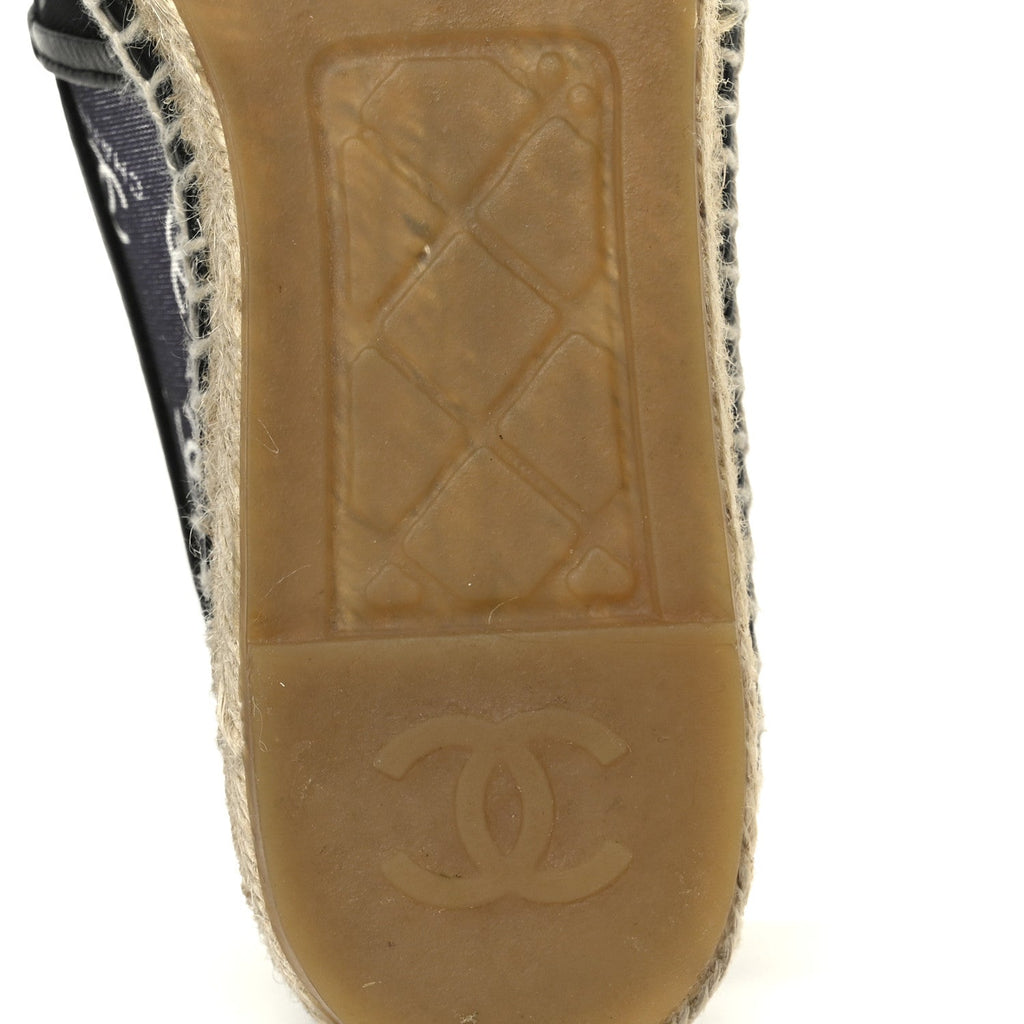 MESH GROSGRAIN CC ESPADRILLES BLACK WHITE