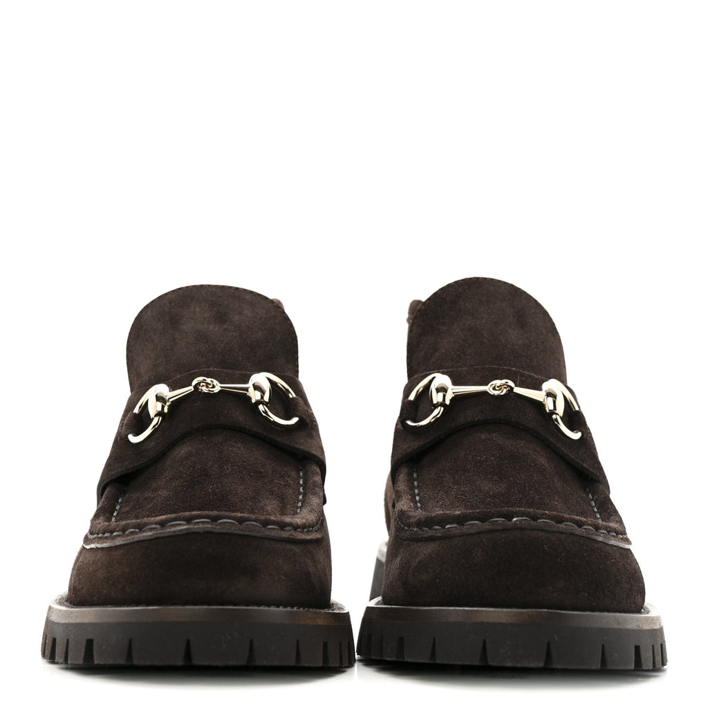 SUEDE HORSEBIT ANKLE BOOTS DARK BROWN