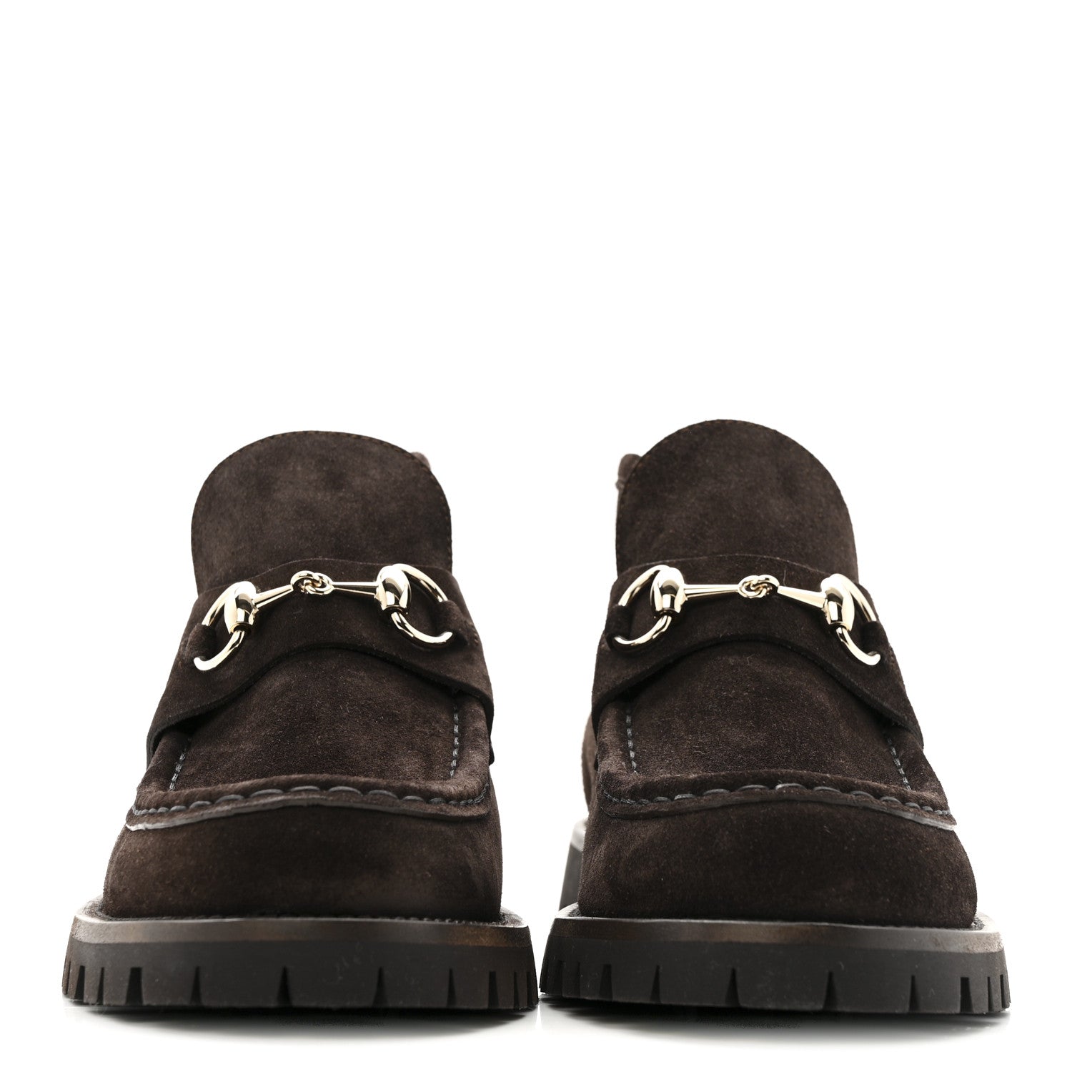 SUEDE HORSEBIT ANKLE BOOTS DARK BROWN