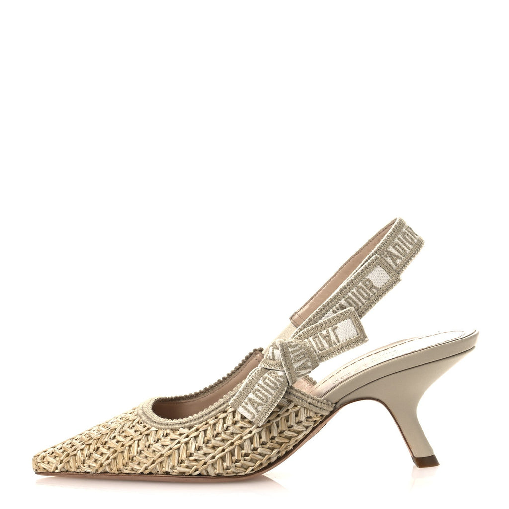 RAFFIA EMBROIDERED J'ADIOR SLINGBACK 65MM PUMPS TAUPE