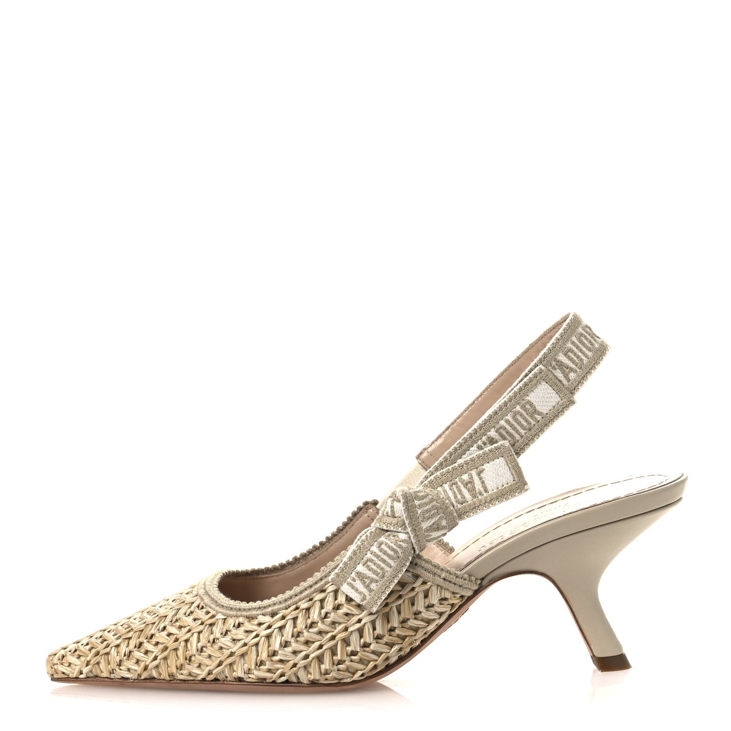 RAFFIA EMBROIDERED J'ADIOR SLINGBACK 65MM PUMPS TAUPE