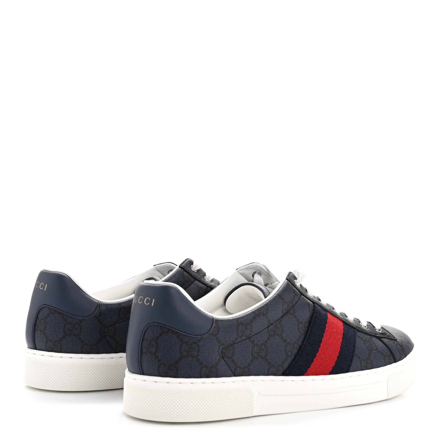 GG SUPREME MONOGRAM WEB MENS NEW ACE SNEAKERS DARK BLUE