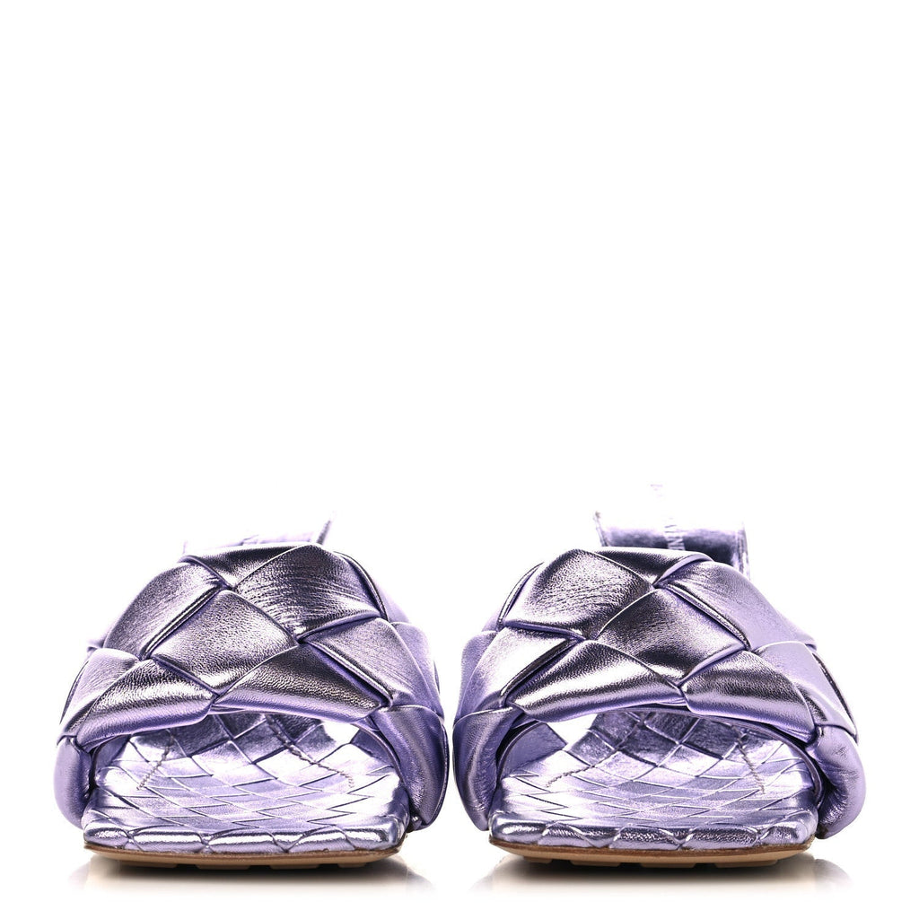 METALLIC NAPPA MAXI INTRECCIATO LIDO 90MM MULE SANDALS CHROME PURPLE