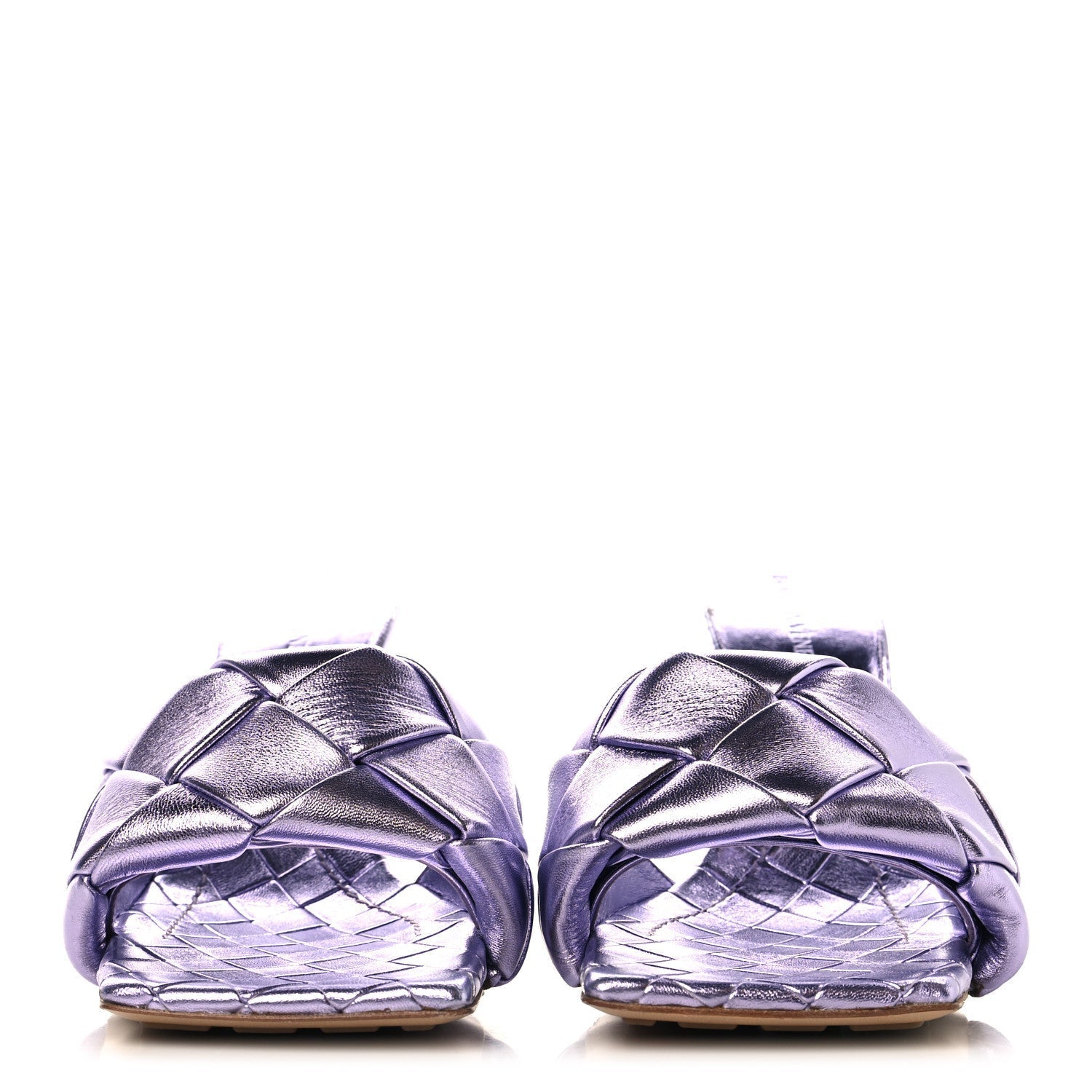 METALLIC NAPPA MAXI INTRECCIATO LIDO 90MM MULE SANDALS CHROME PURPLE