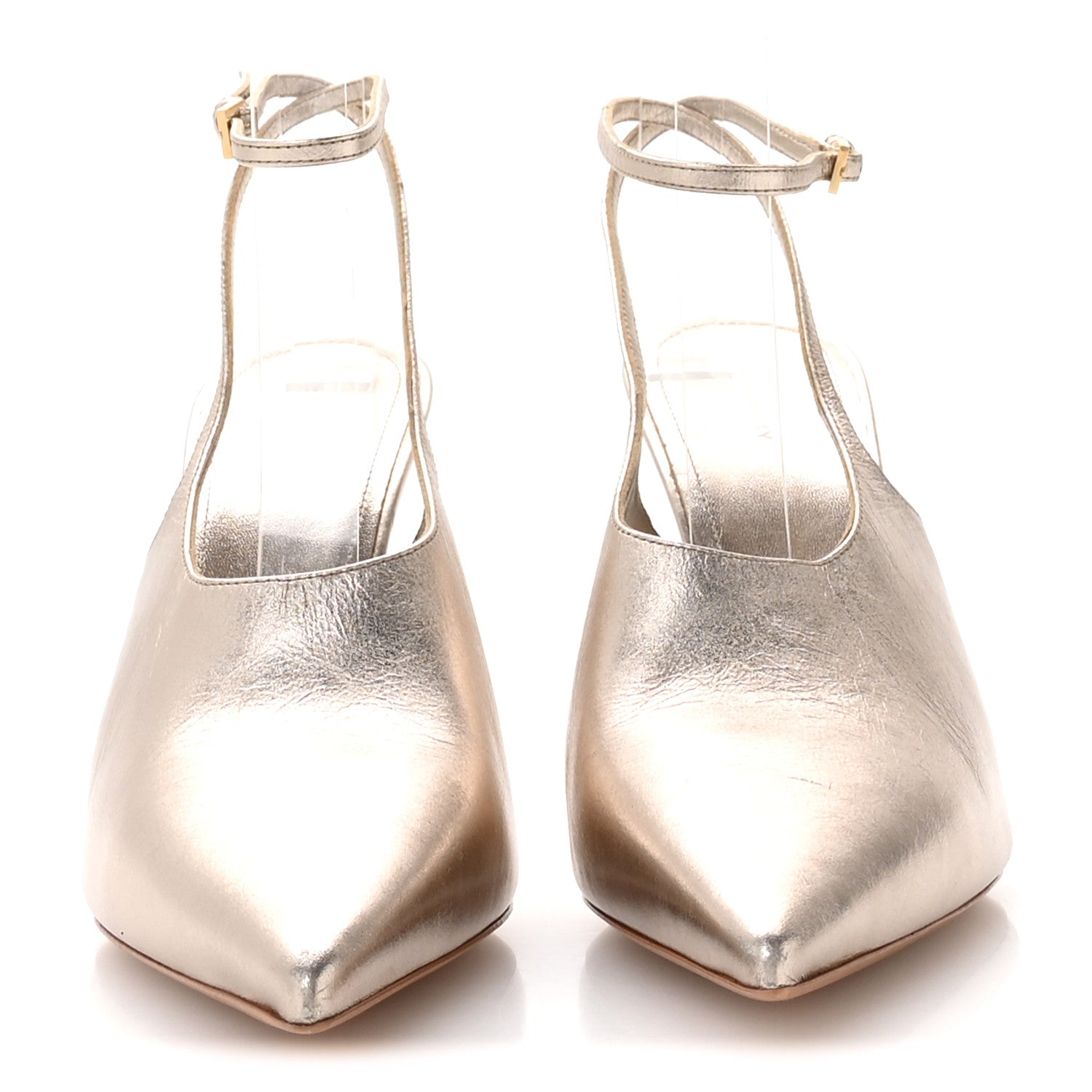 LAMINATED SHEEPSKIN SHOW SLINGBACK PUMPS DUSTY GOLD