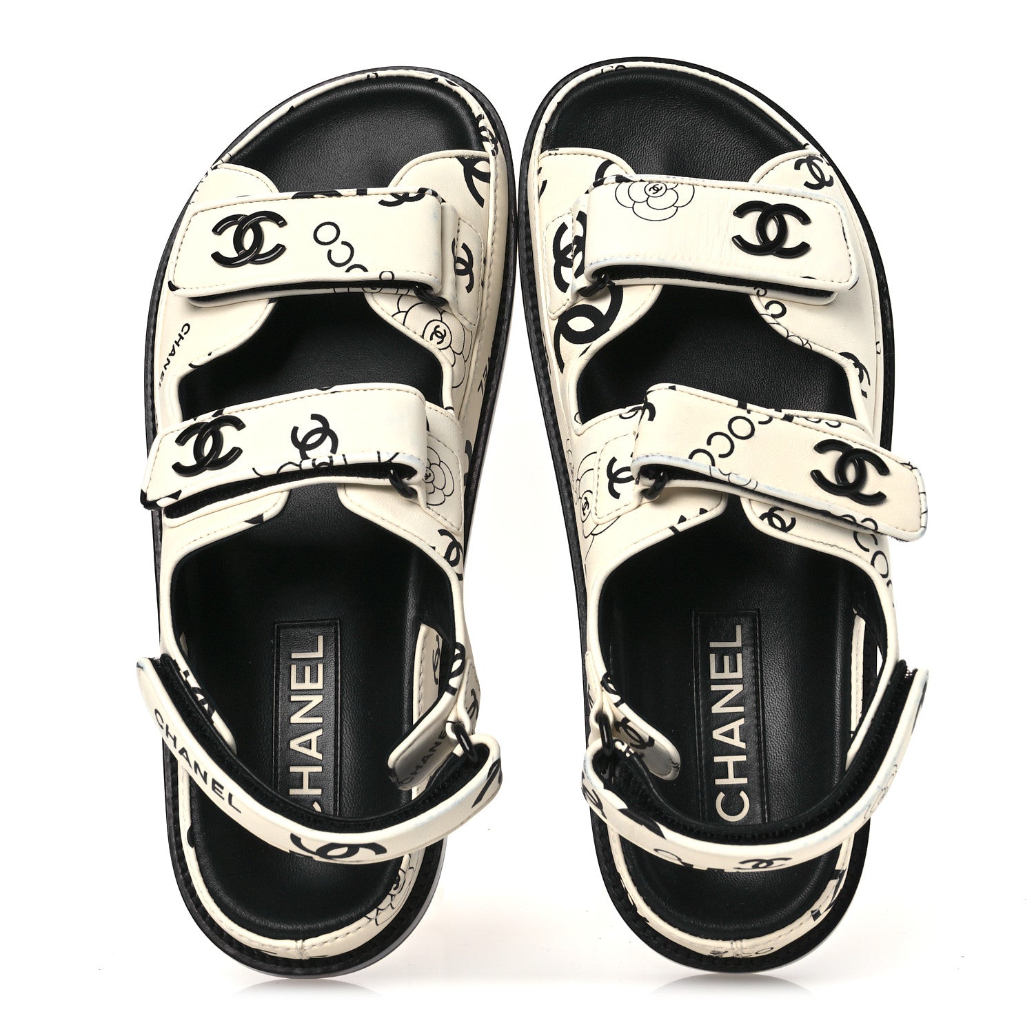 LAMBSKIN PRINTED CC VELCRO DAD SANDALS WHITE BLACK