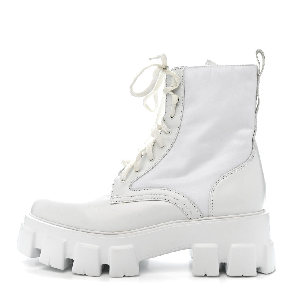 SPAZZOLATO ROIS RE-NYLON METAL TRIANGLE LOGO MONOLITH POUCH POCKET 55MM BOOTS WHITE