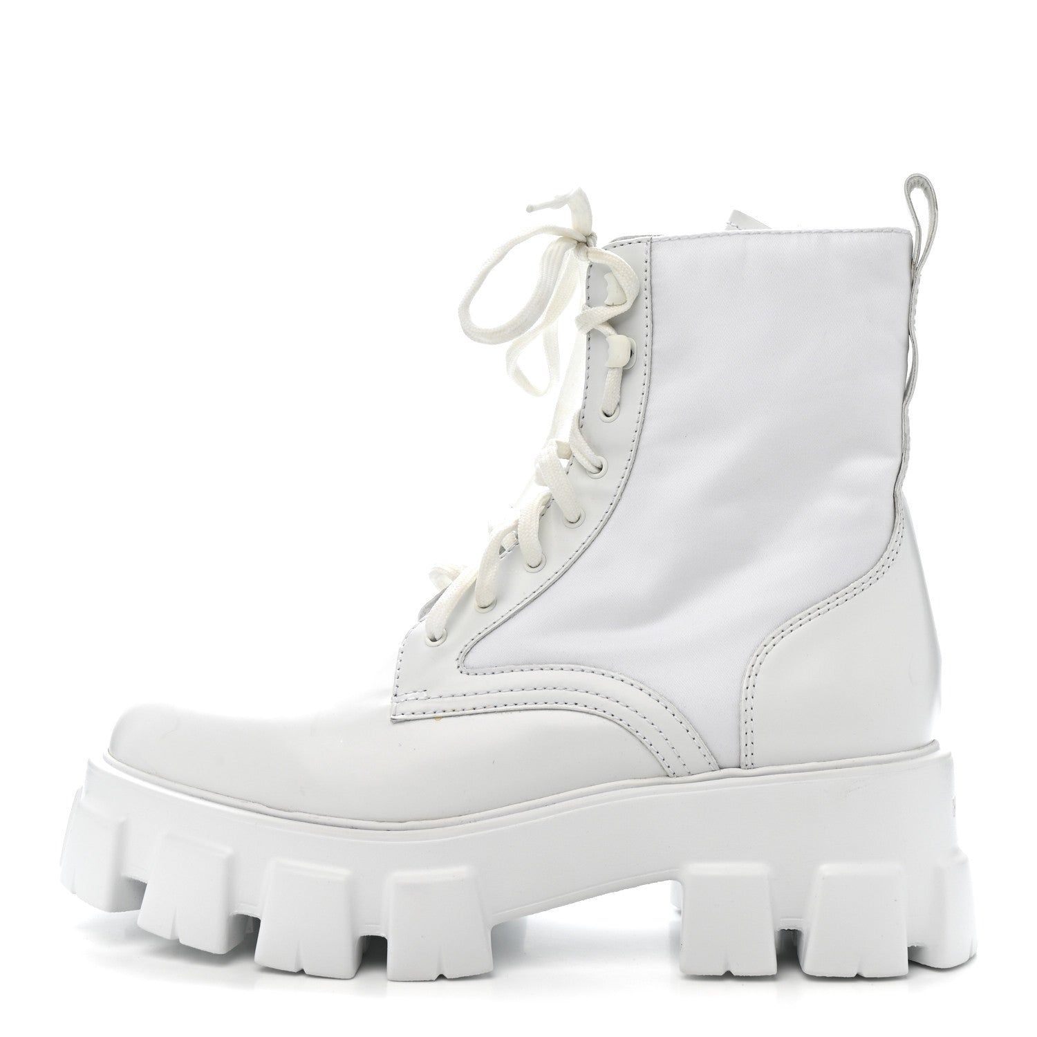 SPAZZOLATO ROIS RE-NYLON METAL TRIANGLE LOGO MONOLITH POUCH POCKET 55MM BOOTS WHITE