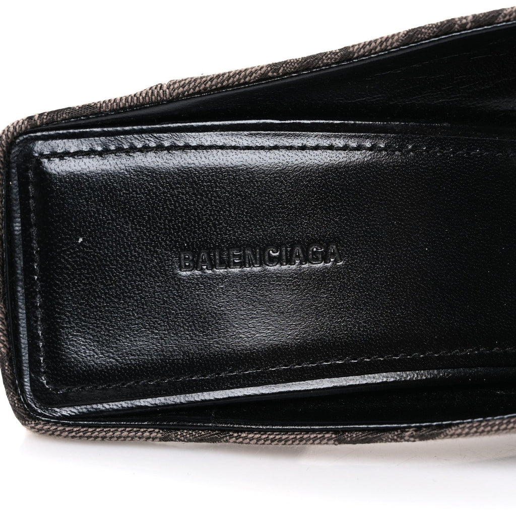 BB MONOGRAM SQUARE KNIFE 80MM MULE PUMPS DARK MINK GREY DARK BROWN