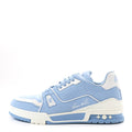 LOUIS VUITTON CALFSKIN EMBOSSED MONOGRAM DENIM LV TRAINER SNEAKERS FULL DENIM BLUE